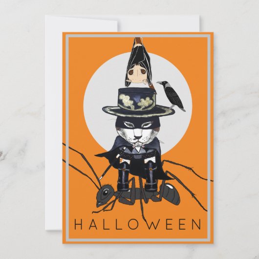 Kinder uitnodiging voor costuum-partij Halloween (Voorkant)