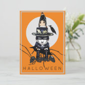 Kinder uitnodiging voor costuum-partij Halloween (Staand voorkant)