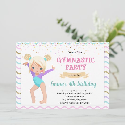 Kinder uitnodiging voor dansfeest (Staand voorkant)