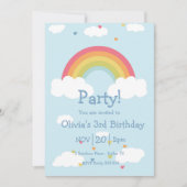 Kinder uitnodiging voor de Birthday-regenboogparti (Voorkant)