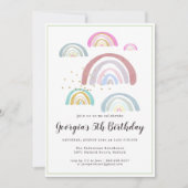 Kinder uitnodiging voor de Birthday-regenboogparti (Voorkant)