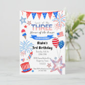 Kinder uitnodiging voor de derde verjaardag van Pa (Staand voorkant)