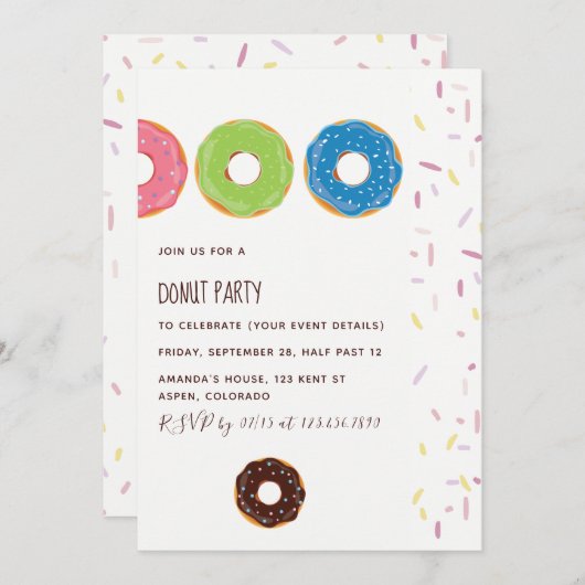 Kinder uitnodiging voor Donut (Voorkant / Achterkant)