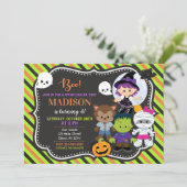 Kinder uitnodiging voor geboorte Halloween (Staand voorkant)