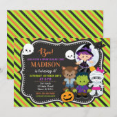 Kinder uitnodiging voor geboorte Halloween (Voorkant / Achterkant)