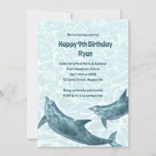 Kinder uitnodiging voor het feest van de dolfijn