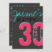 Kinder uitnodiging voor opvallende verrassingsfees (Voorkant / Achterkant)