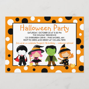 Kinder uitnodigingen van Costume Halloween Party