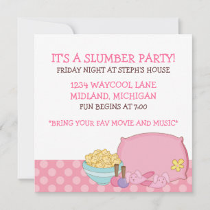 Kinder uitnodigingen van de Slumber Party
