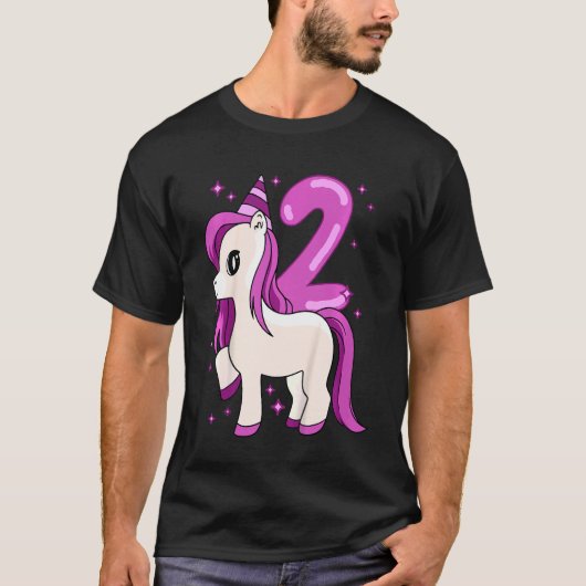 Kinder Unicorn 2 jaar verjaardag T-shirt (Voorkant)