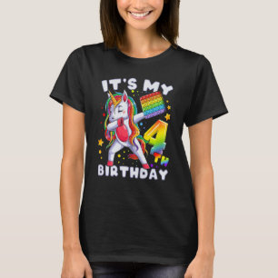 Kinder Unicorn, Birthday Girl 4 jaar oud, vierde g T-shirt