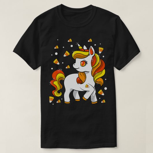 Kinder Unicorn Candy Corn Girls Halloween T-shirt (Design voorkant)