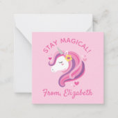 Kinder Unicorn Face Pink Valentijnsdag Note Card Notitiekaartje (Voorkant)