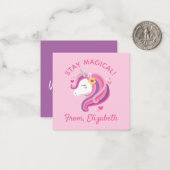 Kinder Unicorn Face Pink Valentijnsdag Note Card Notitiekaartje (Voorkant / Achterkant in situ)