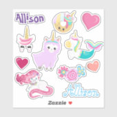 Kinder Unicorn Friends Personalized Fun set Sticker (Vel)