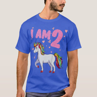 Kinder Unicorn Girl 2e verjaardag 2 jaar oude meis T-shirt