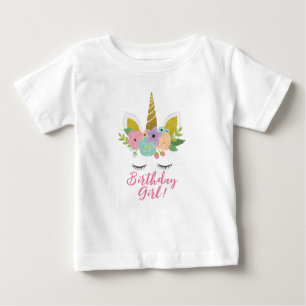 Kinder Unicorn Gold Eyes Horn T-Shirt Birthday