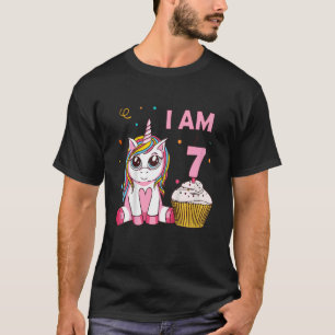 Kinder Unicorn meisje mythisch schepsel Ik ben 7 j T-shirt