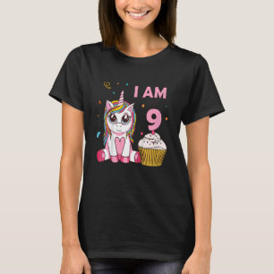 Kinder Unicorn meisje mythisch schepsel Ik ben 9 j T-shirt