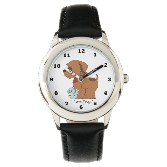 Kinder Unisex Ik hou van honden die kijken Horloge (Voorkant)