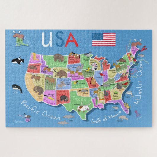 Kinder US kaart Legpuzzel (Horizontaal)