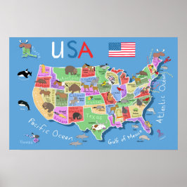 Kinder US kaart Poster