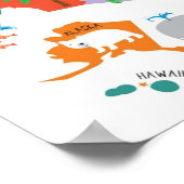 Kinder US Kaart Whimsical Cartoon Art Verenigde St Poster (Hoek)