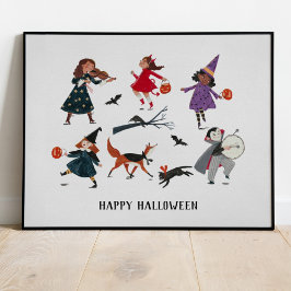 Kinder vakantie met trick or treat Halloween Poster