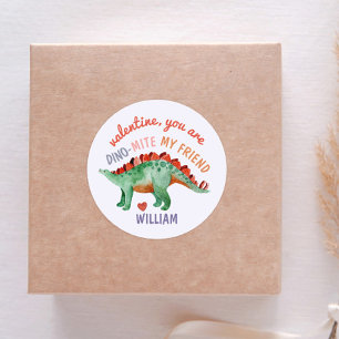 Kinder Valentijn Dino-Mite Waterverf Dinosaur Ronde Sticker