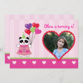 Kinder Valentijn van Panda: Birthday Party Foto In Kaart (Voorkant / Achterkant)