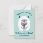 Kinder Valentijn Yeti Notitiekaartje (Voorkant)