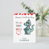 Kinder Valentijnsdag Classroom Dinosaur - dinomiet Briefkaart (Staand voorkant)