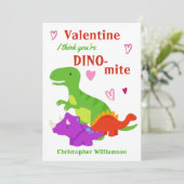 Kinder Valentijnsdag Dino-mijt Dinosaurus Flat Kaart (Staand voorkant)