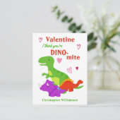 Kinder Valentijnsdag Dino-mite Dinosaur Briefkaart (Staand voorkant)
