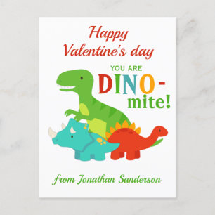 Kinder Valentijnsdag Dinosaur Dino-miet Colorful Briefkaart