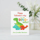 Kinder Valentijnsdag Dinosaur Dino-miet Colorful Briefkaart (Staand voorkant)