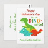 Kinder Valentijnsdag Dinosaur Dino-miet Colorful Briefkaart (Voorkant / Achterkant)