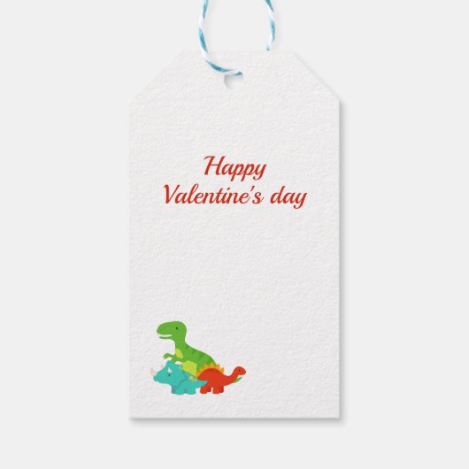 Kinder Valentijnsdag Dinosaur Dino-miet Colorful Cadeaulabel (Achterkant)
