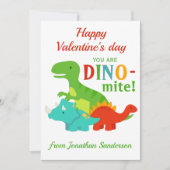 Kinder Valentijnsdag Dinosaur Dino-mite Fun Flat Feestdagenkaart (Voorkant)