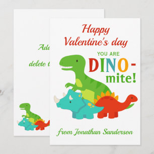 Kinder Valentijnsdag Dinosaur Dino-mite Fun Flat Feestdagenkaart