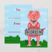 Kinder Valentijnsdag Dinosaur T-Rex Cute Classroom Kaart (Voorkant / Achterkant)