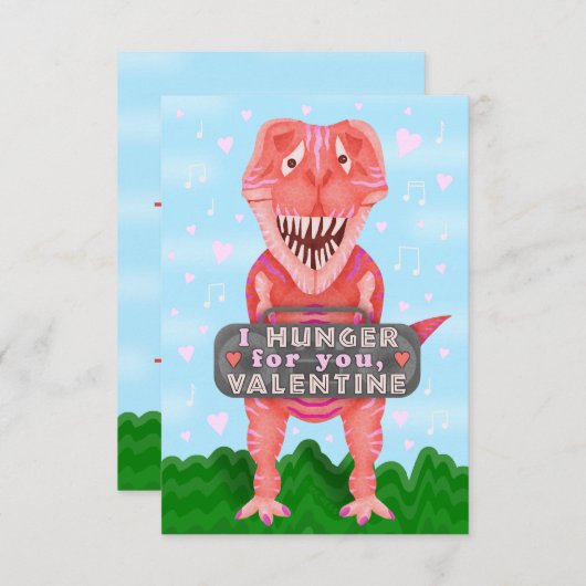 Kinder Valentijnsdag Dinosaur T-Rex Cute Classroom Kaart (Voorkant / Achterkant)