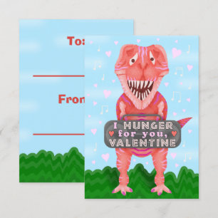 Kinder Valentijnsdag Dinosaur T-Rex Cute Classroom Kaart