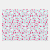 Kinder Valentijnsdag Heart Cupcakes Witte Bloemen Inpakpapier Vel (Voorkant 3)