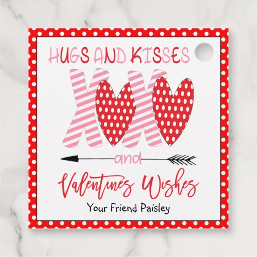 Kinder Valentijnsdag Hugs en Kisses Bedankjes Labels (Achterkant)