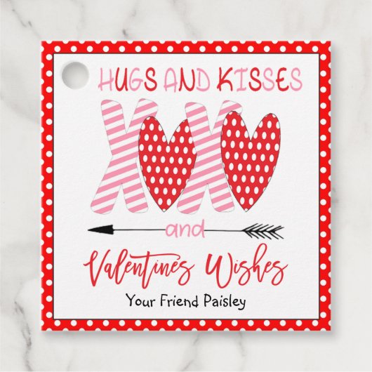 Kinder Valentijnsdag Hugs en Kisses Bedankjes Labels (Voorkant)