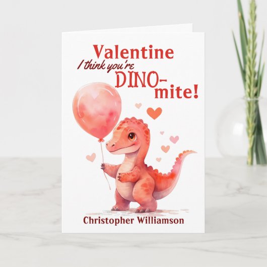 Kinder Valentijnsdag Je bent Dino-mite Dinosaurus Kaart (Voorkant)