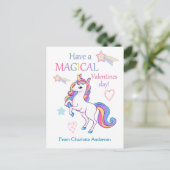 Kinder Valentijnsdag Magische Unicorn Briefkaart (Staand voorkant)