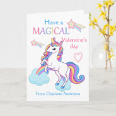 Kinder Valentijnsdag Magische Unicorn Kaart (Gele Bloem)