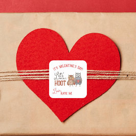 Kinder Valentijnsdag Owls Cute Vierkante Sticker